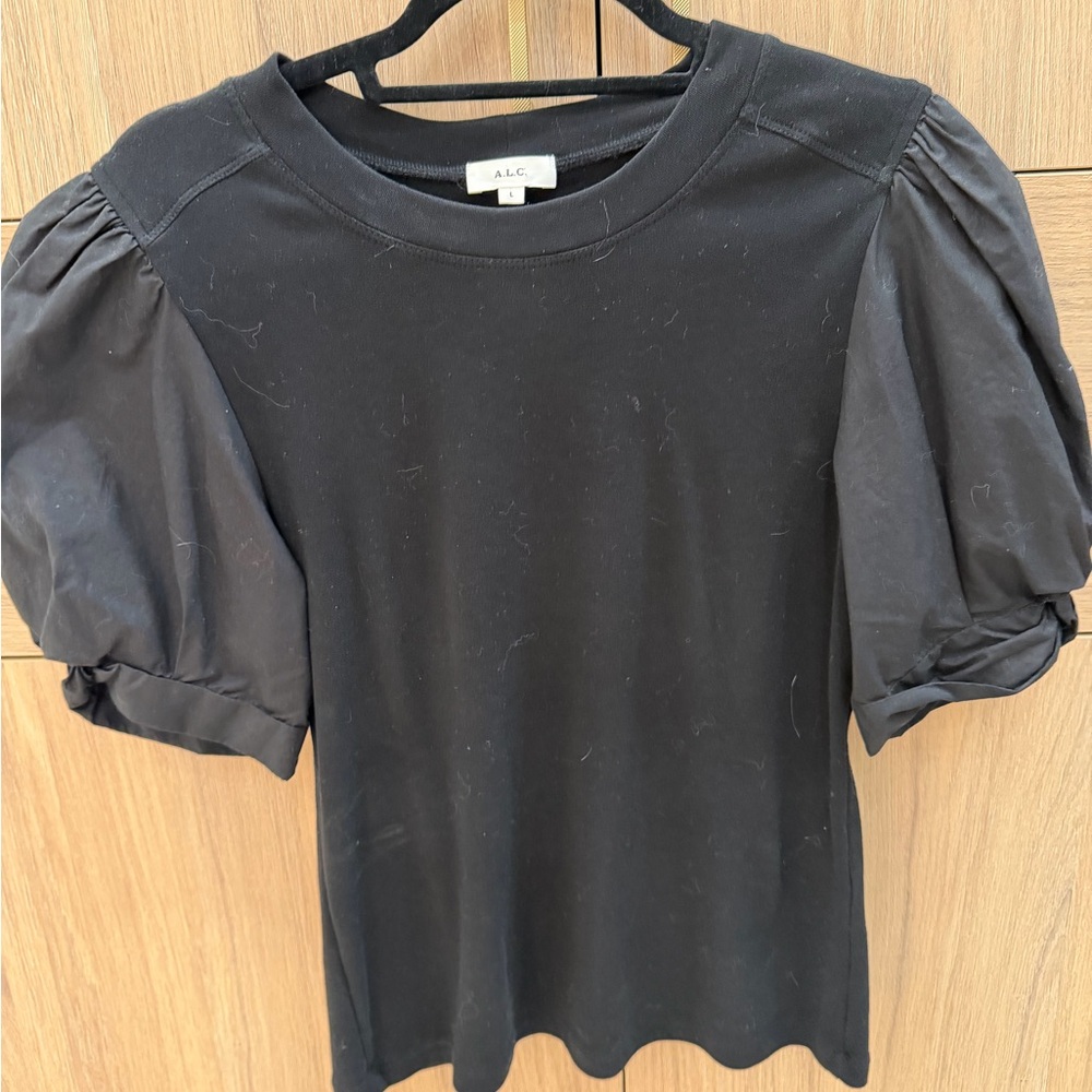A.L.C. Black Puff Short-Sleeve Tee